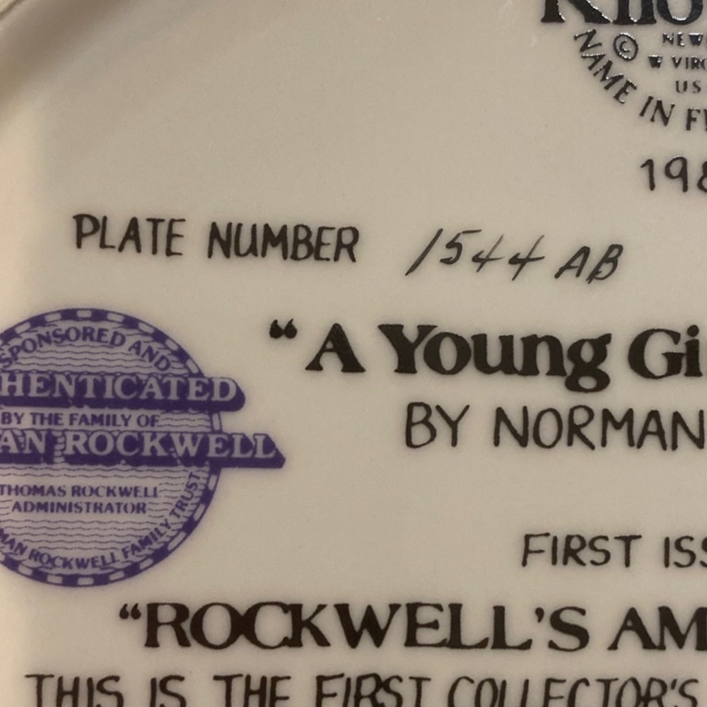 Norman Rockwell’s A Young Girl’s Dream Collectible Plate - Picture 5 of 7
